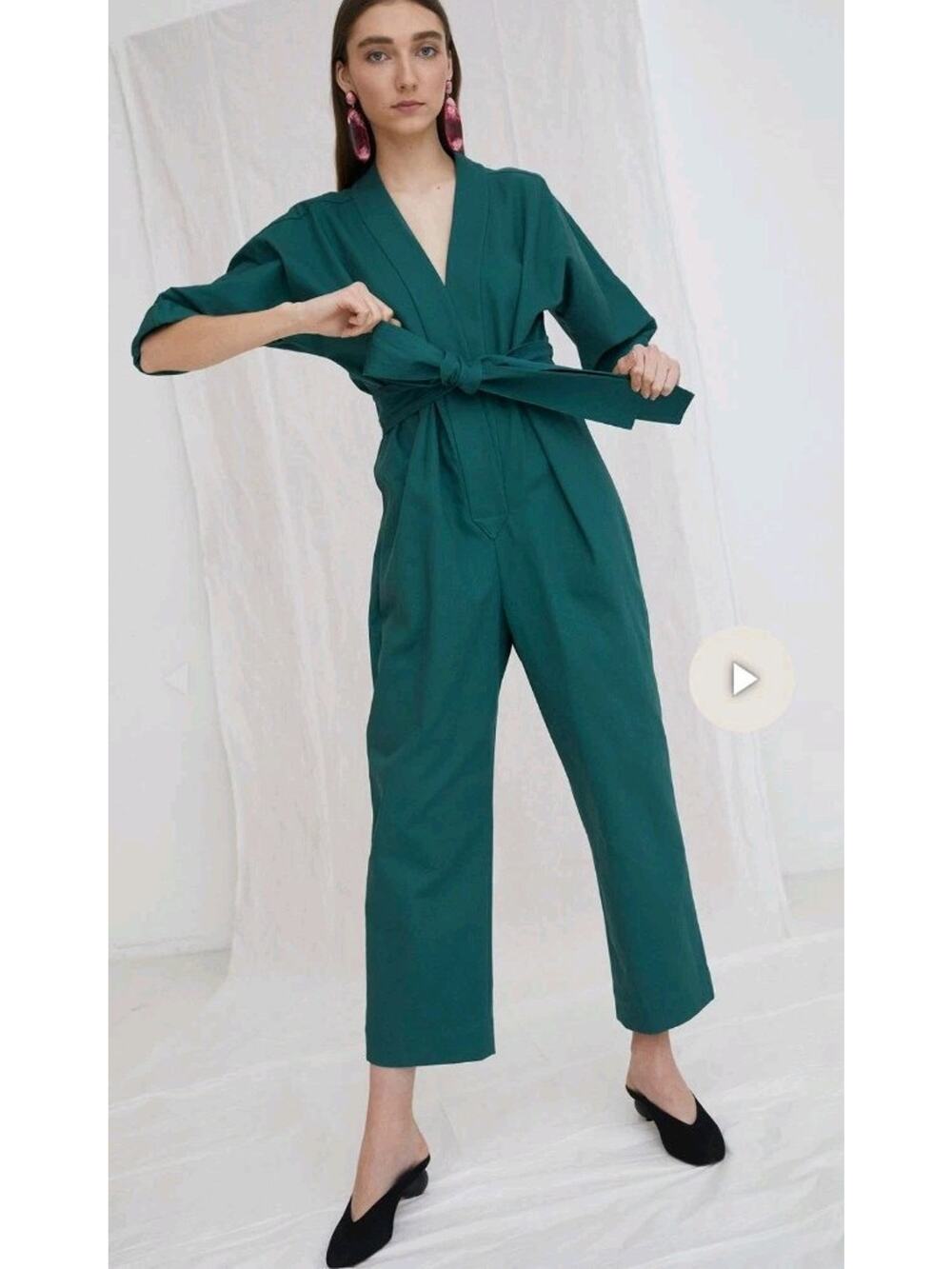Whit Green Penny Jumpsuit Belt $450 Garmentory Structured Well Made